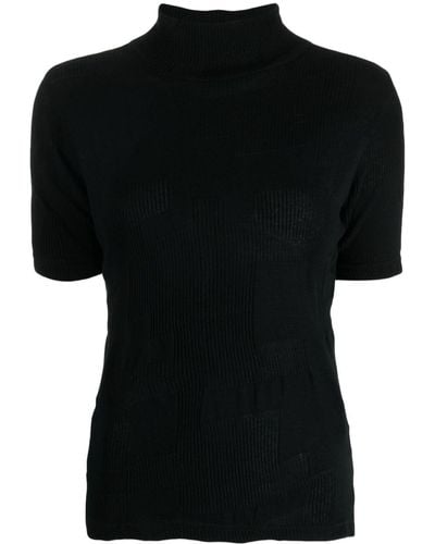 Y's Yohji Yamamoto T-shirt en coton nervuré - Noir