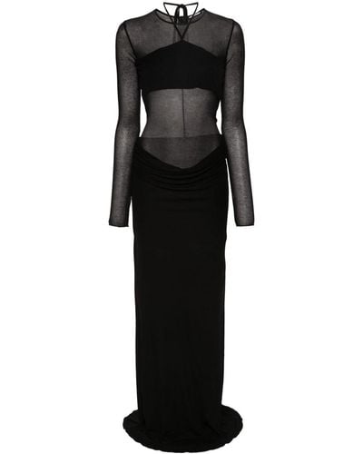 ANDREADAMO Fine-ribbed Maxi Dress - Black