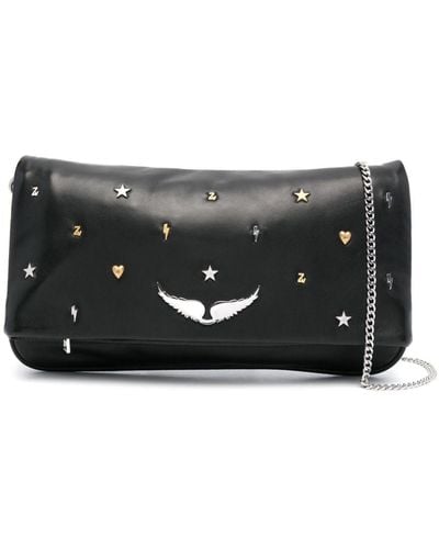 Zadig & Voltaire Rock Lucky Charms Leather Clutch Bag - Black