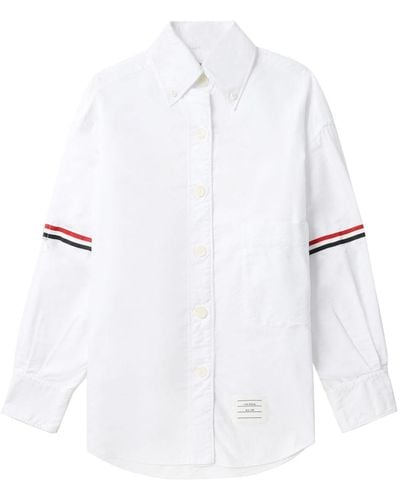 Thom Browne Camisa con detalle a rayas - Blanco
