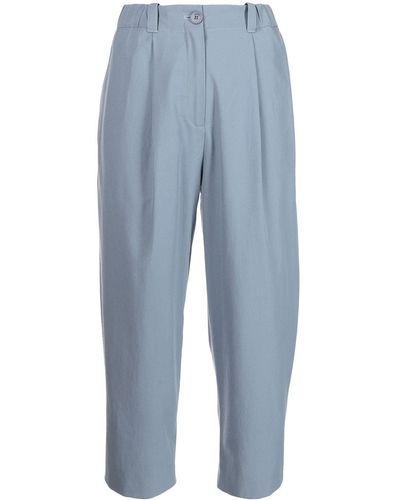 KENZO Pantalones capri con pliegues - Azul