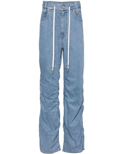 WOOYOUNGMI Foil-print Shirred Jeans - ブルー