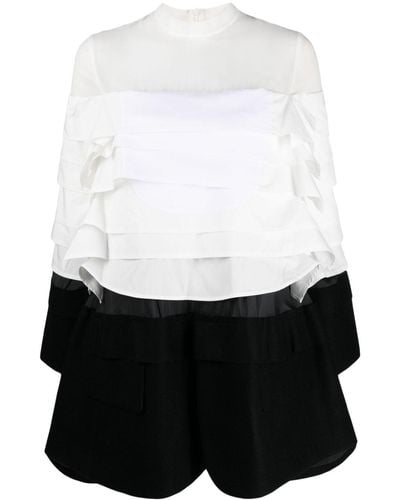 Sacai Robe courte à design superposé - Blanc