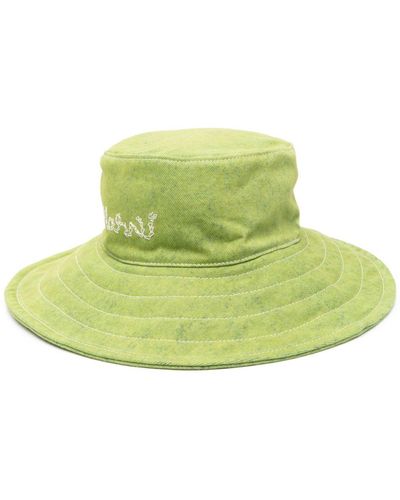 Marni Sombrero de pescador vaquero con logo bordado - Verde