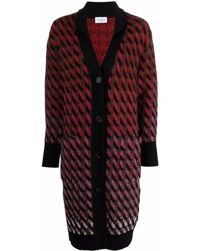 Ferragamo Intarsia-knit Cardi-coat - Red