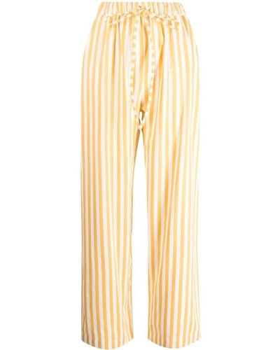 Bambah Pinstriped Cotton Lounge Trousers - Natural