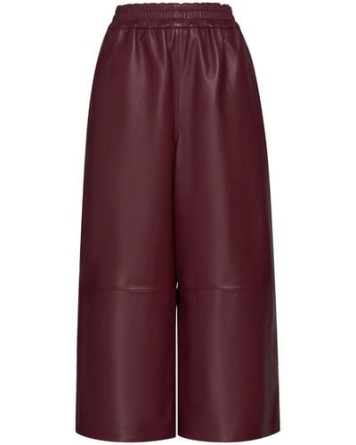 Marni Cropped Leather Trousers - Purple