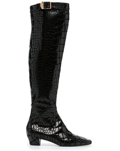 Tom Ford Stivali con effetto coccodrillo - Nero