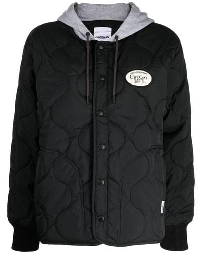 Chocoolate Quilted Hooded Jacket - Black