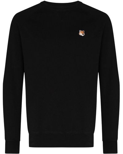 Maison Kitsuné Sweater Met Vos Patch - Zwart