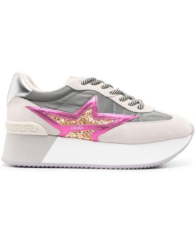 Liu Jo Flatform-Sneakers mit Kontrasteinsätzen - Pink