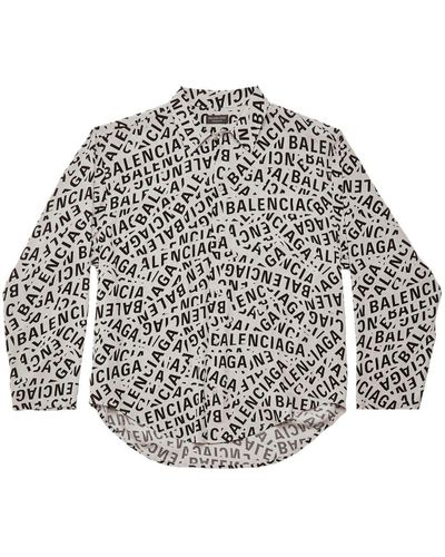 Balenciaga Logo-strips Shirt - Gray