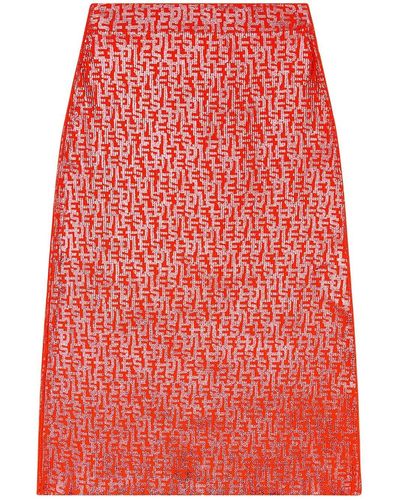 DIESEL M-ikaria Monogram-print Knitted Midi Skirt - Red