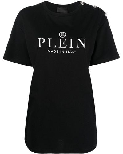 Philipp Plein Camiseta con logo Made in Italy - Negro