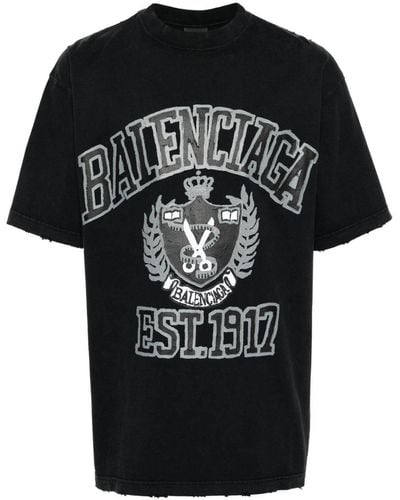 Balenciaga T-shirt Met Print - Blauw
