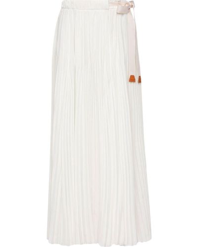 Prada Crepe-de-chine Pleated Midi Skirt - White