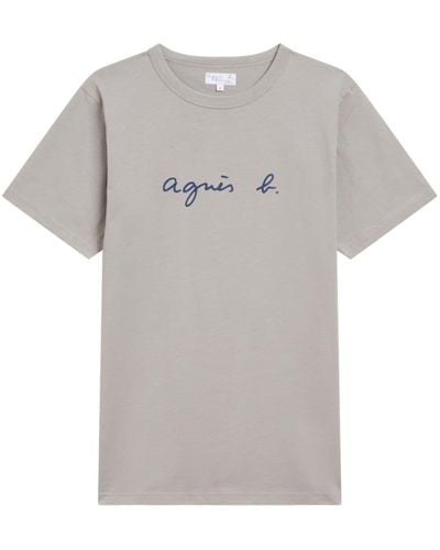 agnès b. Logo-print Cotton T-shirt - Gray