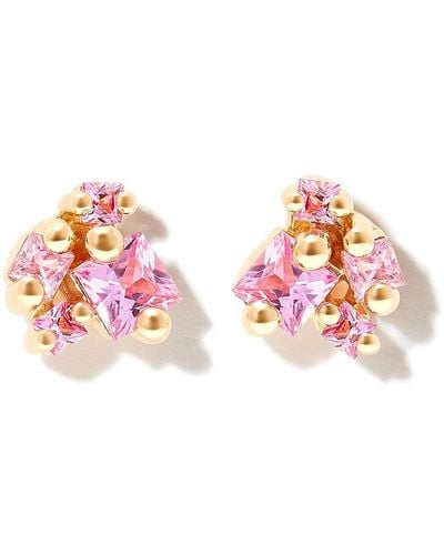 Suzanne Kalan 14kt Yellow Gold Sapphire Stud Earrings - Pink