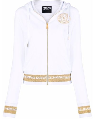 Versace Kapuzenjacke mit Logo-Streifen - Weiß