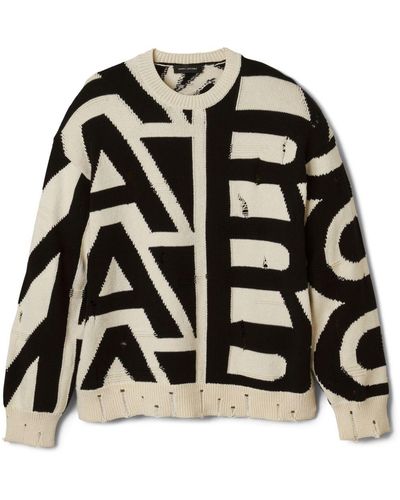Marc Jacobs Distressed Monogram-pattern Sweater - Black