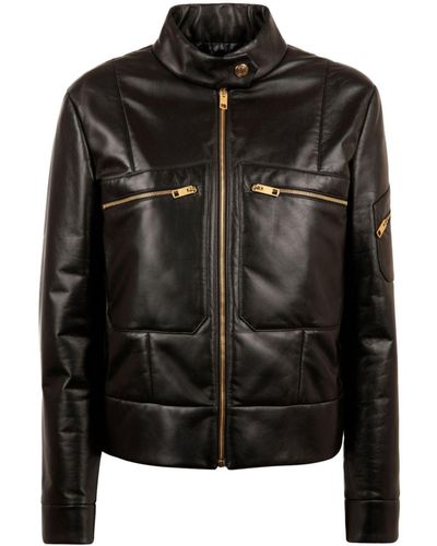 Bally Quilted Leather Biker Jacket - Black