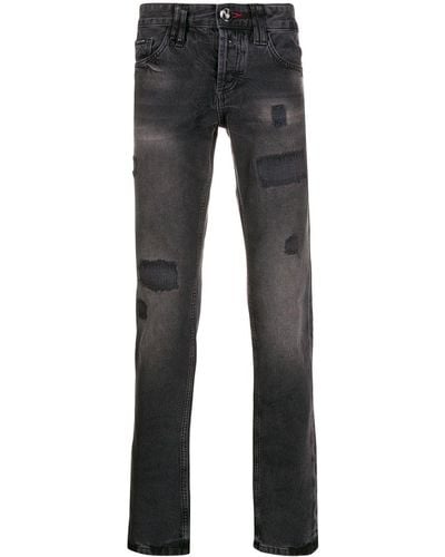 Philipp Plein Jeans taglio straight effetto vissuto - Nero