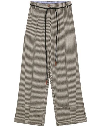Alysi Stripe-pattern High-waisted Pants - Gray