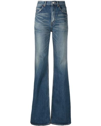 Saint Laurent Ausgestellte High-Waist-Jeans - Blau