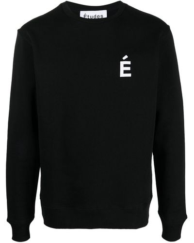 Etudes Studio Logo-print Crew Neck Sweatshirt - Black