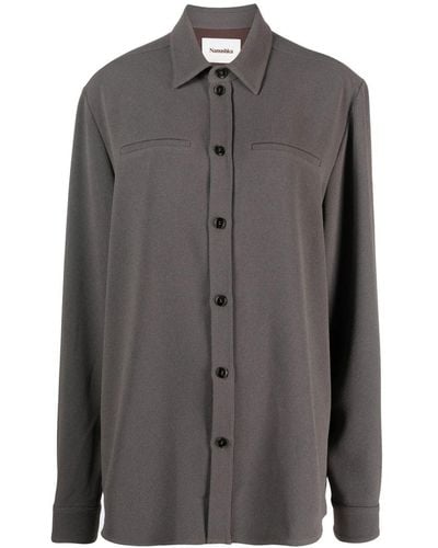 Nanushka Oversized Long-sleeve Shirt - Grey