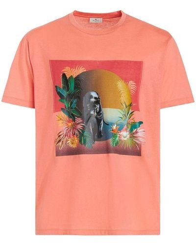 Etro T-shirt Met Grafische Print - Roze