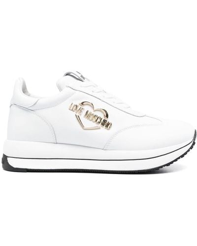 Love Moschino Logo-plaque Low-top Trainers - White