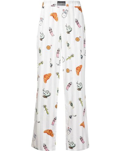 Vetements Breakfast Print Pyjama Trousers - White