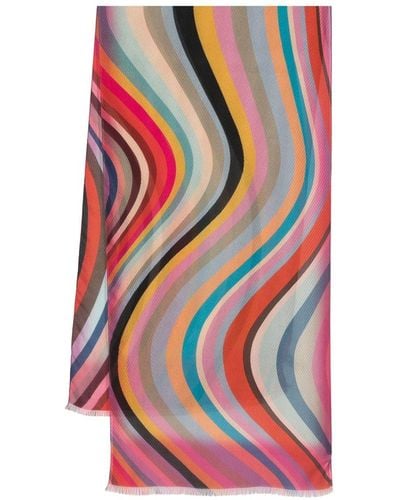 Paul Smith Foulard a righe - Rosso