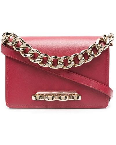 Alexander McQueen Four Ring Shoulder Bag - Women's - Leather - Red