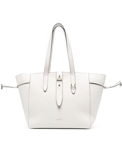 Furla Buckle-detail Leather Tote - White