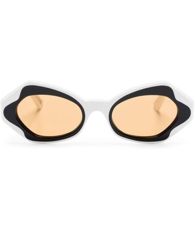 Marni Sonnenbrille mit ovalem Gestell - Natur