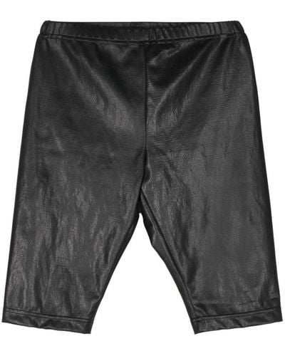 Junya Watanabe Elasticated-waist faux-leather shorts - Gris