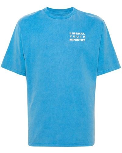 Liberal Youth Ministry Logo-print Cotton T-shirt - Blue