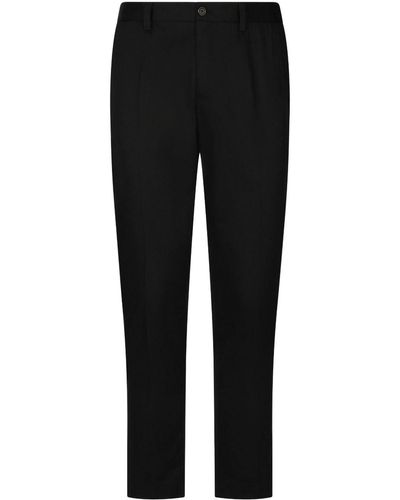 Dolce & Gabbana Pantalones de vestir con logo en relieve - Negro