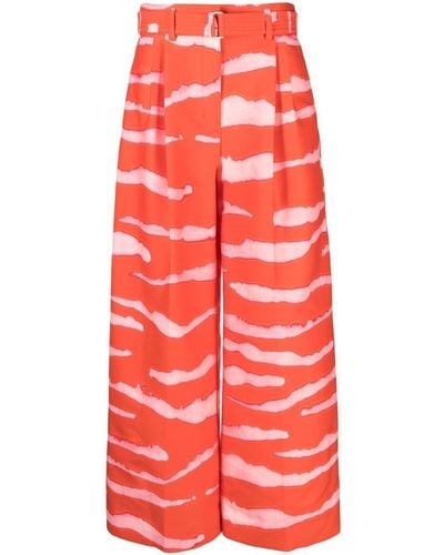 Christian Wijnants Pliza Abstract-print Pleated Trousers - Red