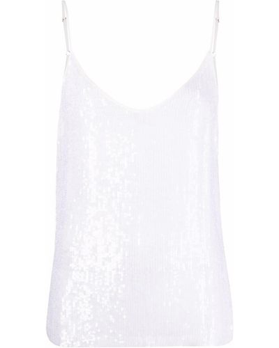 P.A.R.O.S.H. Sequined Sleeveless Tank Top - White