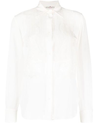 Ermanno Scervino Camisa bordada con manga larga - Blanco