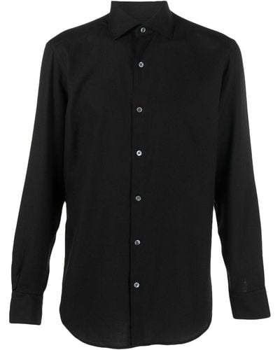 Zegna Camisa con cuello italiano - Negro