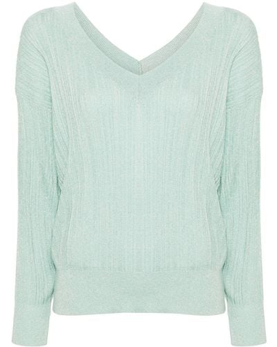 Liu Jo V-neck Fine-ribbed Sweater - Green