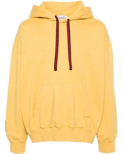 Lanvin X Future Logo-Embroidered Cotton Hoodie - Yellow