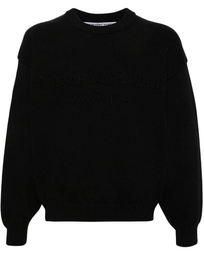 Alexander Wang Crochet-logo Cotton-blend Sweatshirt - Black
