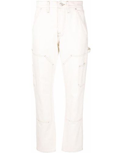 FRAME Pantalon droit à poches multiples - Blanc