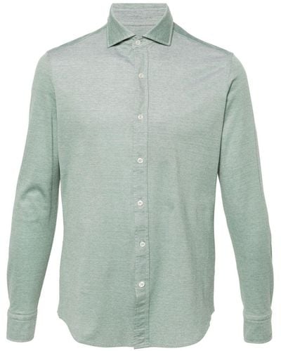 Paul & Shark Mélange-effect Cotton Shirt - Green