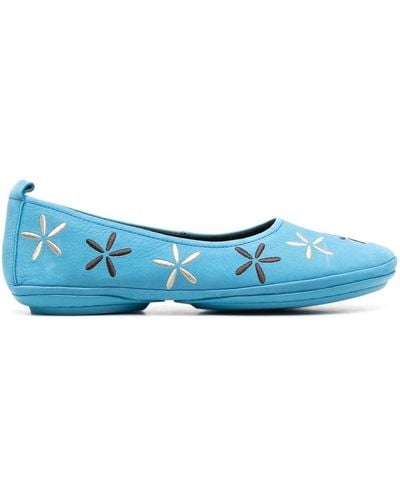 Camper Nina Floral-embroidered Ballerina Shoes - Blue